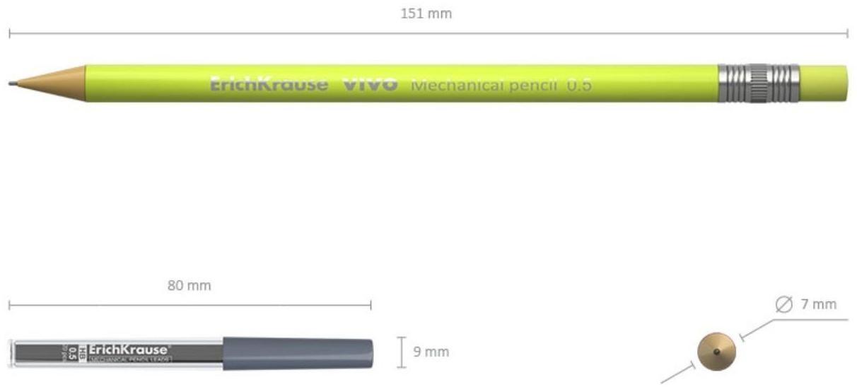 Набор карандаш механический НВ, 0.5 мм, ErichKrause Vivo + 20 грифелей, микс (цена за 1 шт.)
