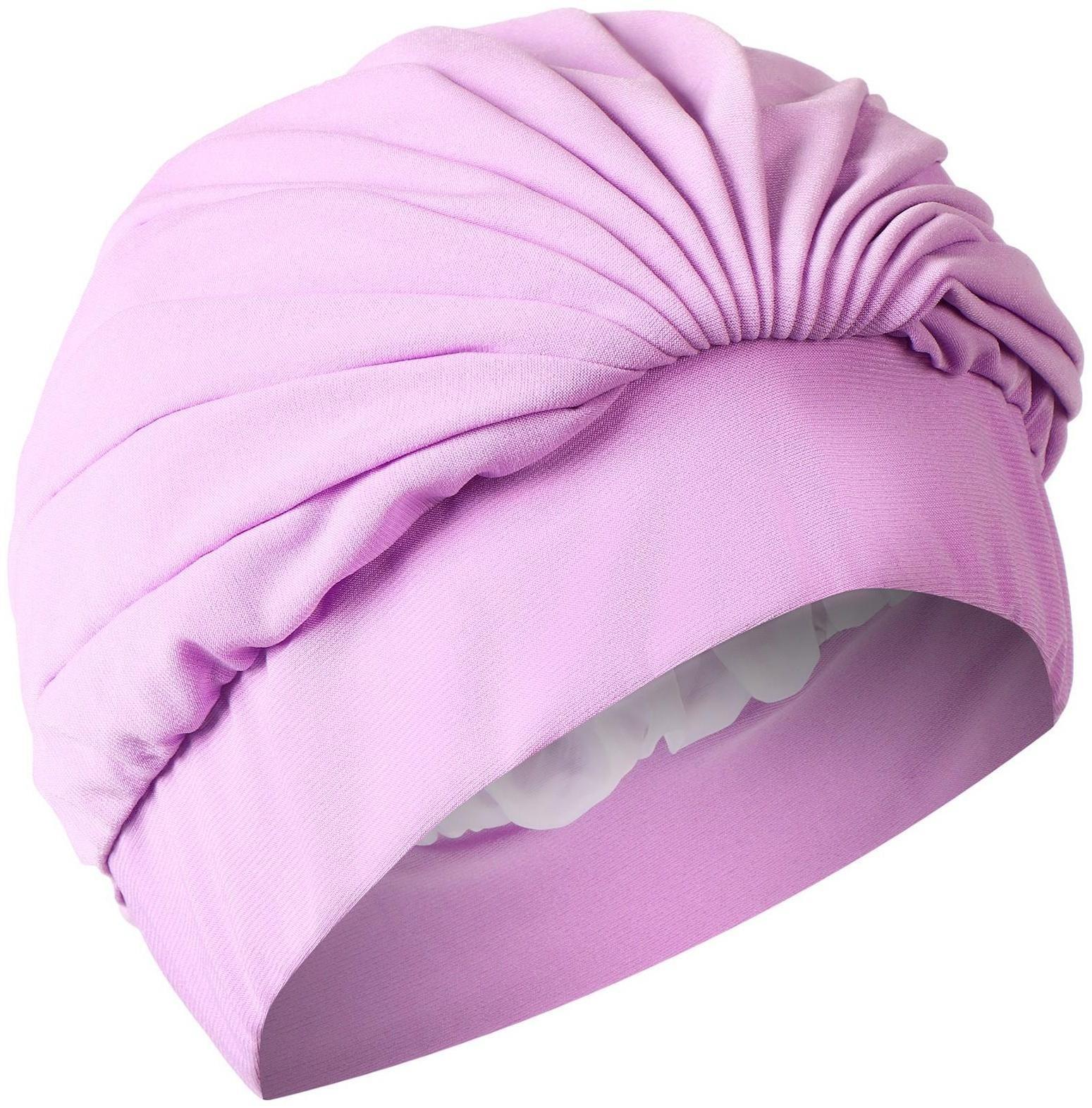 Шапочка для плавания взрослая, объёмная, с подкладом, обхват 54-60 см, цвет лиловый