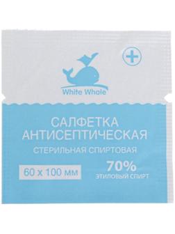 Салфетка антисептическая спиртовая стерильная White Whale 60мм*100 мм