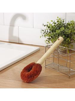 Щётка для чистки посуды Доляна, 8,5×3,5×23 см, щетина кокос, деревянная ручка