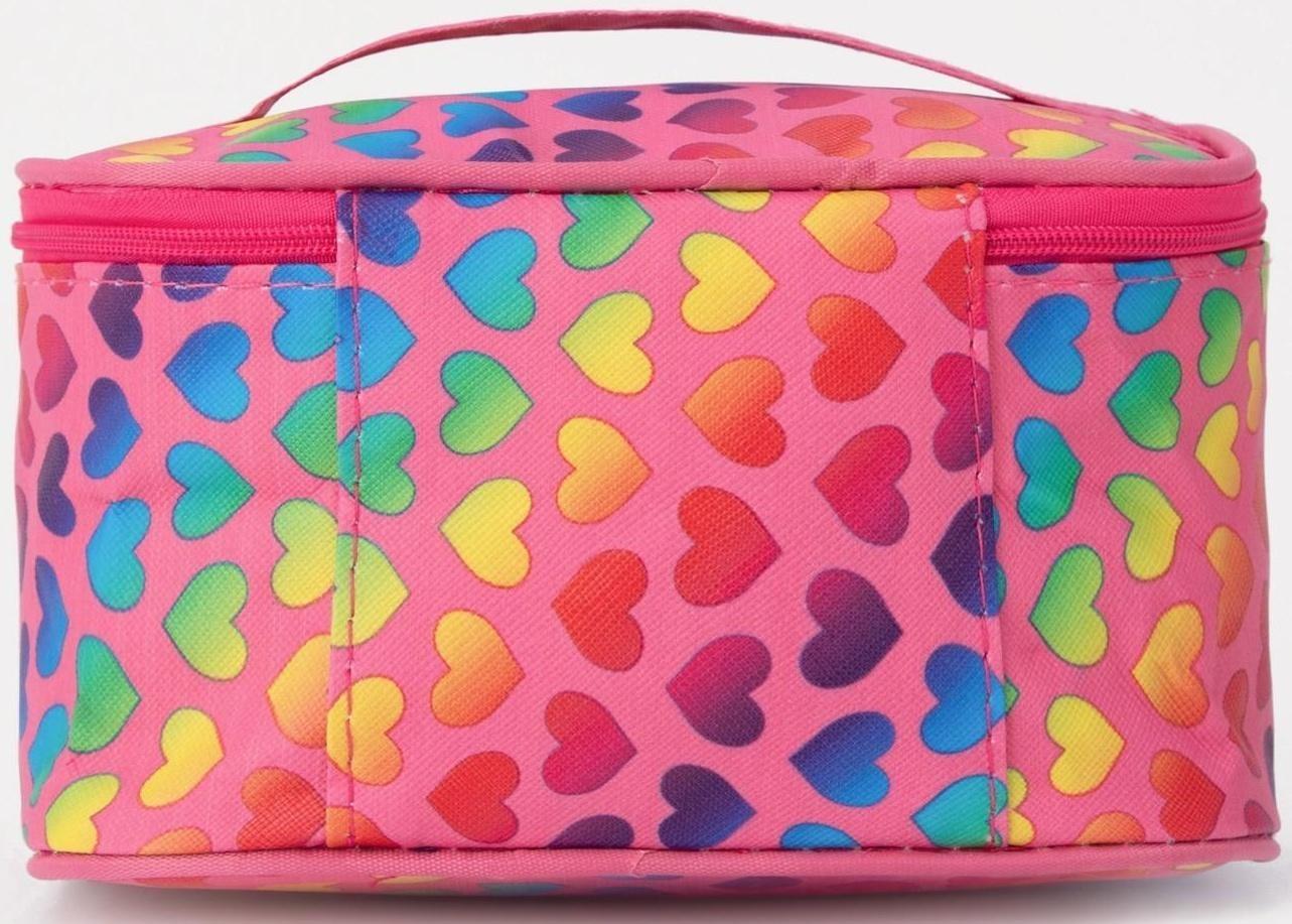 Косметичка на молнии, с зеркалом, цвет розовый