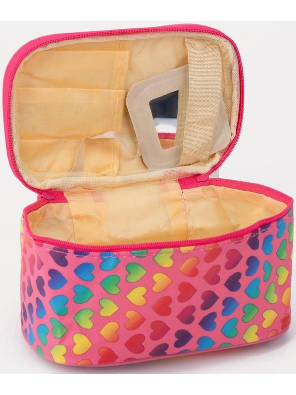 Косметичка на молнии, с зеркалом, цвет розовый