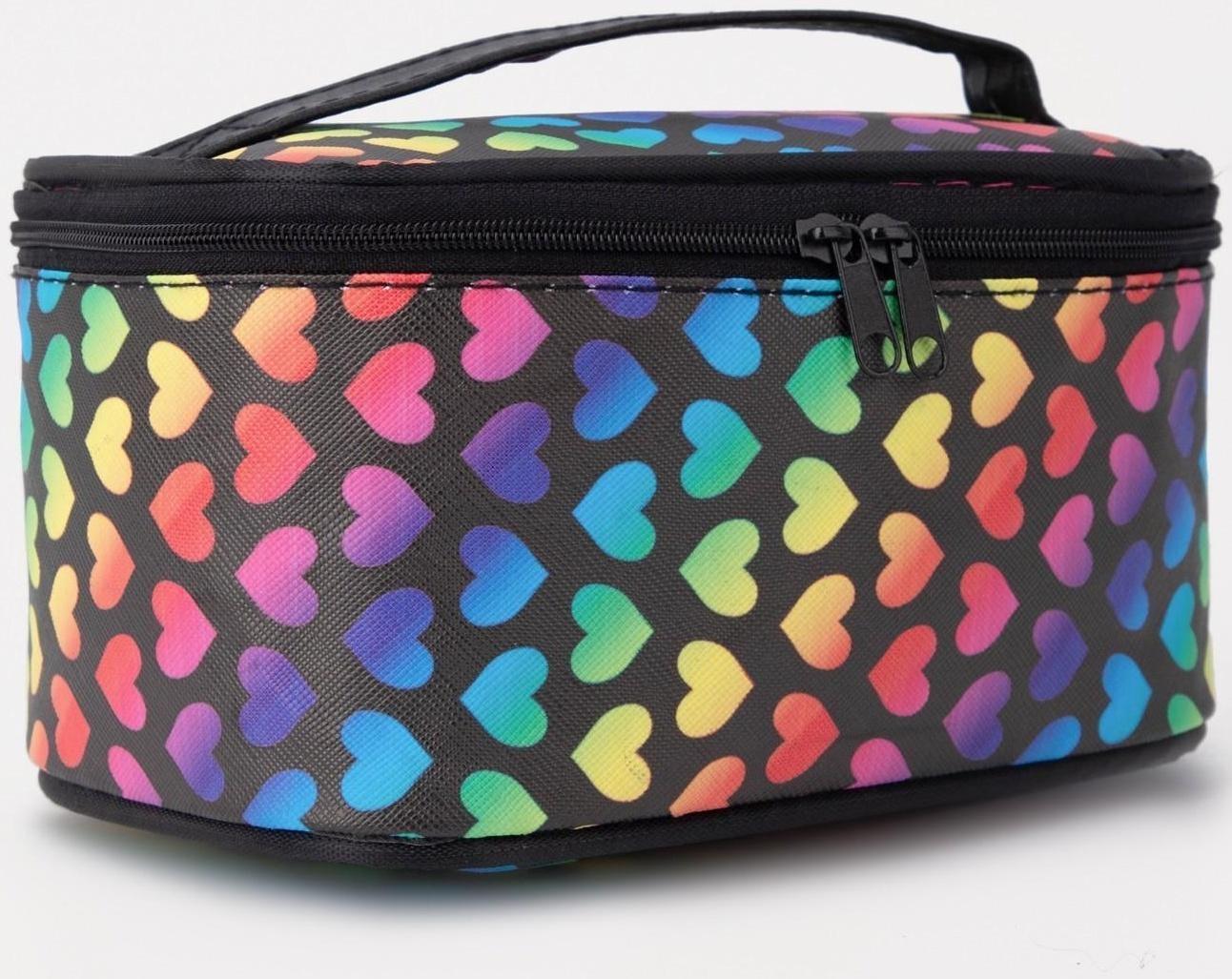 Косметичка на молнии, с зеркалом, цвет чёрный