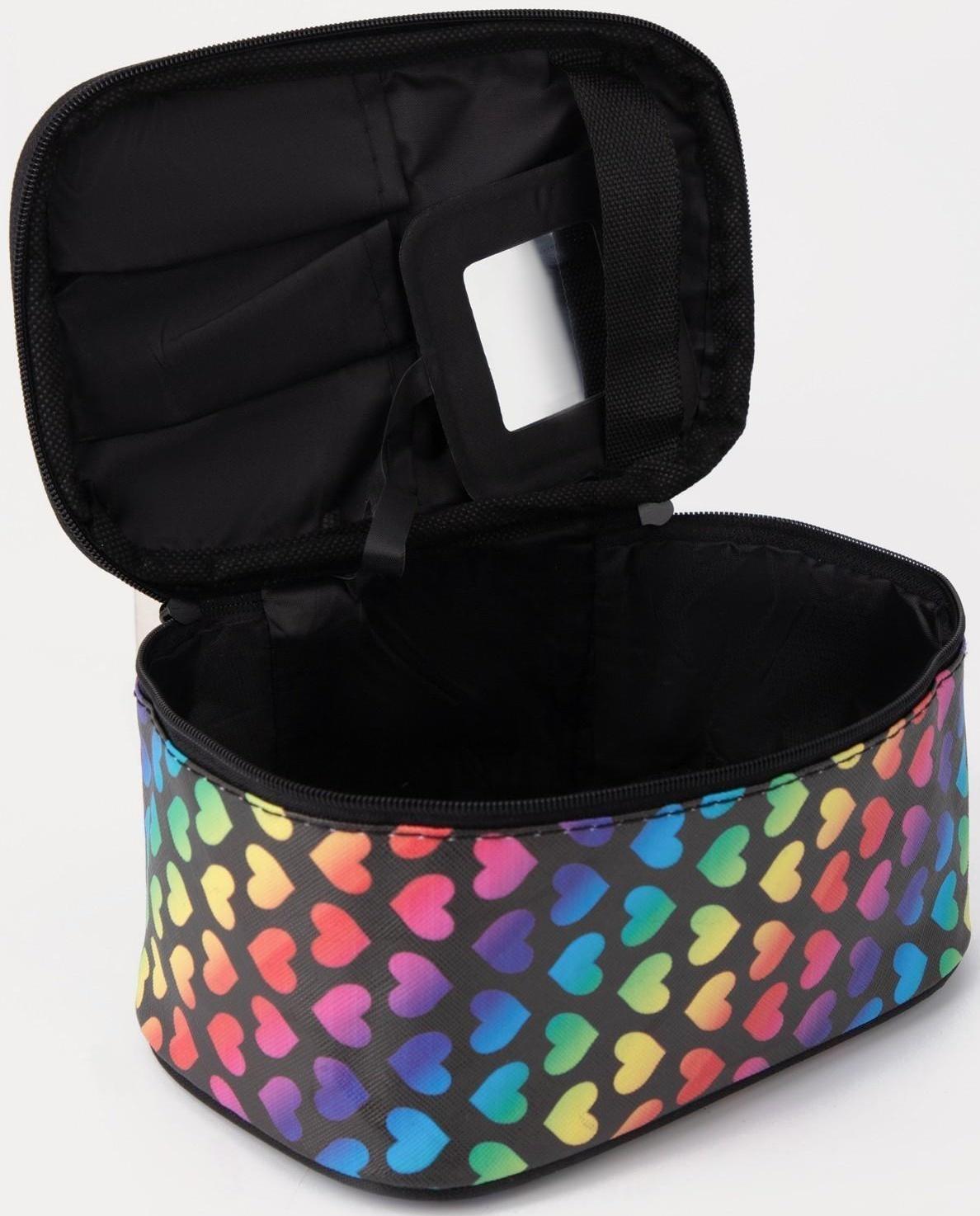 Косметичка на молнии, с зеркалом, цвет чёрный