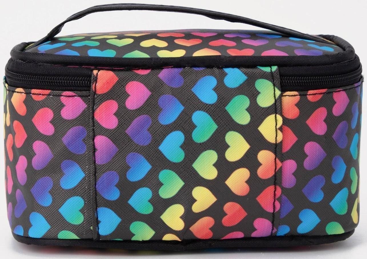 Косметичка на молнии, с зеркалом, цвет чёрный