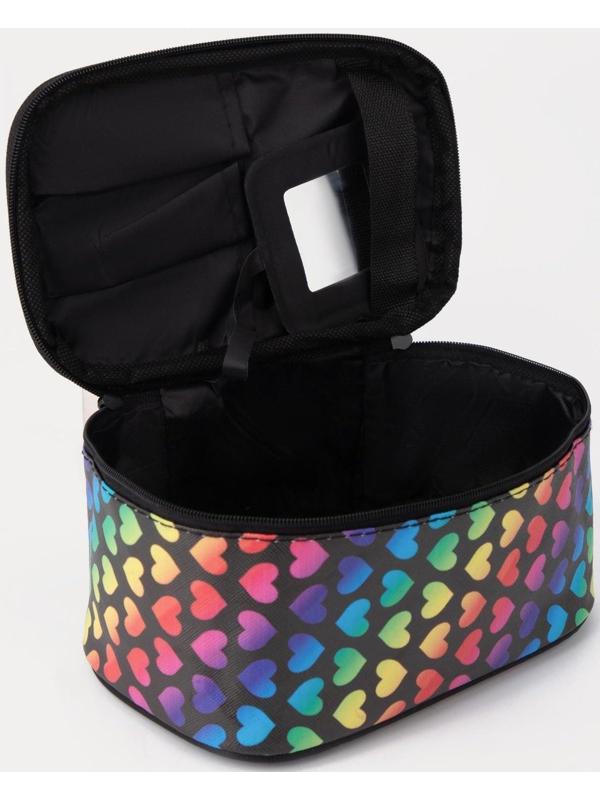 Косметичка на молнии, с зеркалом, цвет чёрный