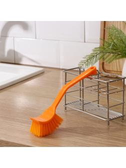 Щётка для посуды с изогнутой ручкой Доляна, 3×4×20 см, цвет МИКС