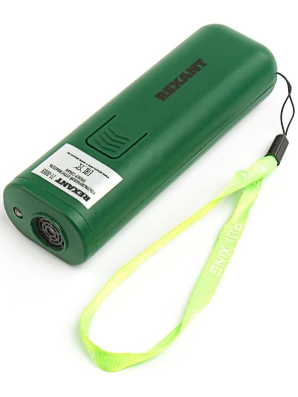 Отпугиватель собак Rexant 71-0069, ультразвуковой, 25 КГц, тренер собак, фонарик, 8 м