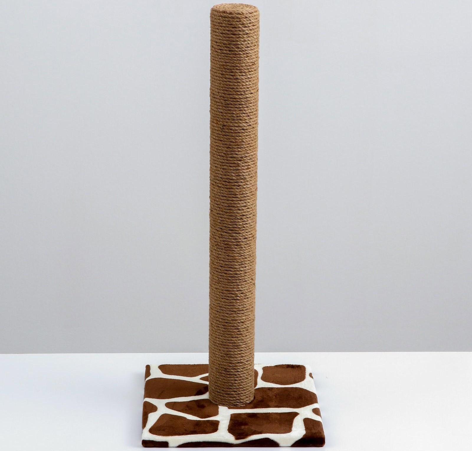 Когтеточка с высоким и толстым столбиком, джут 35 х 35 х 82 см микс цветов