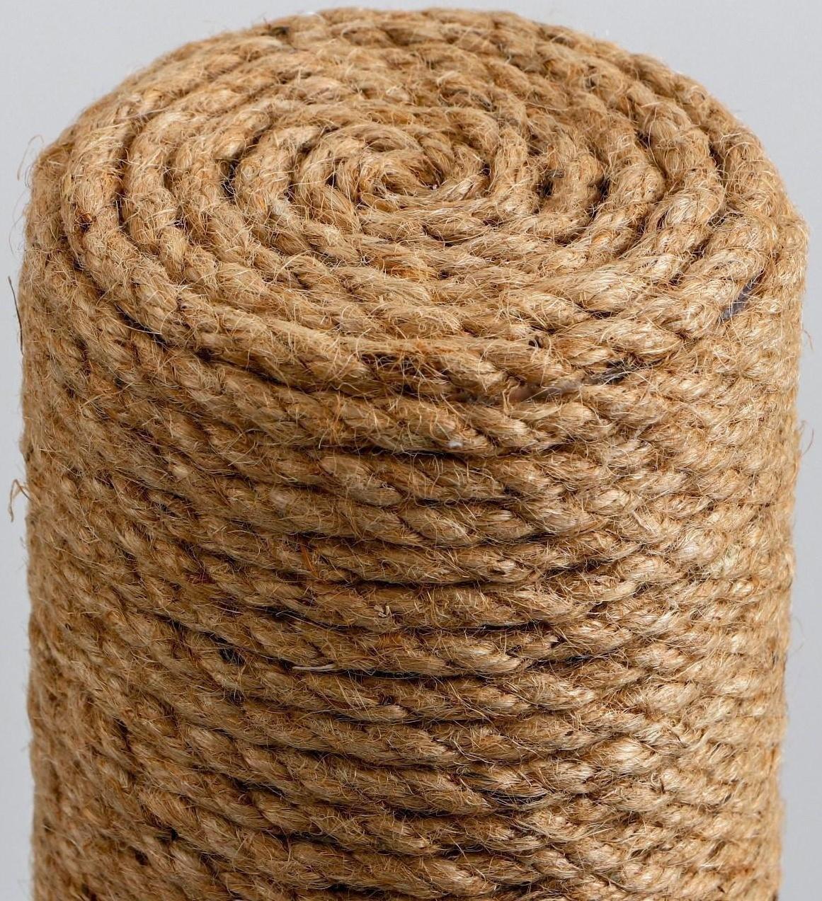 Когтеточка с высоким и толстым столбиком, джут 35 х 35 х 82 см микс цветов