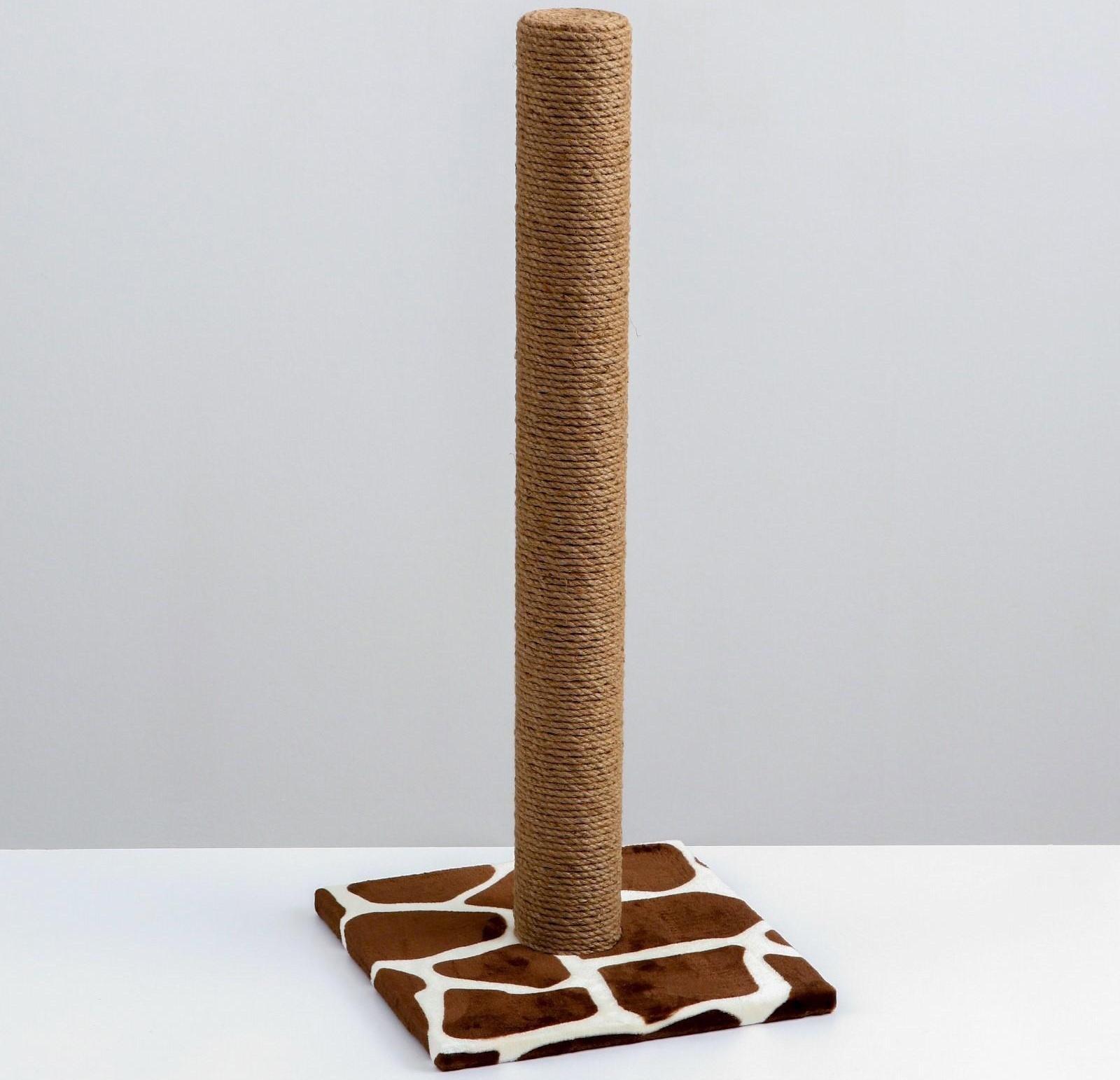 Когтеточка с высоким и толстым столбиком, джут 35 х 35 х 82 см микс цветов