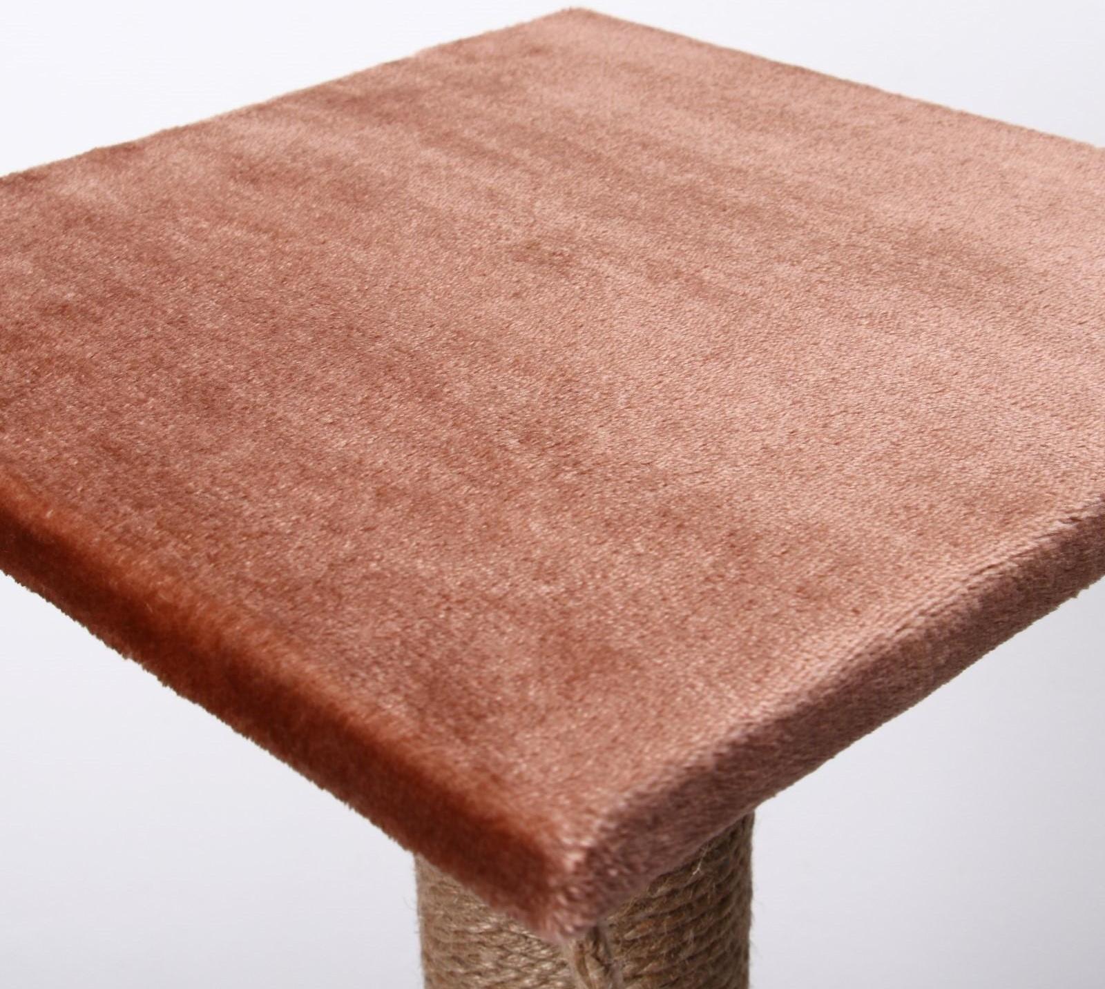 Когтеточка с высоким и толстым столбиком и площадкой, джут, 40 х 40 х 84 см, микс цветов