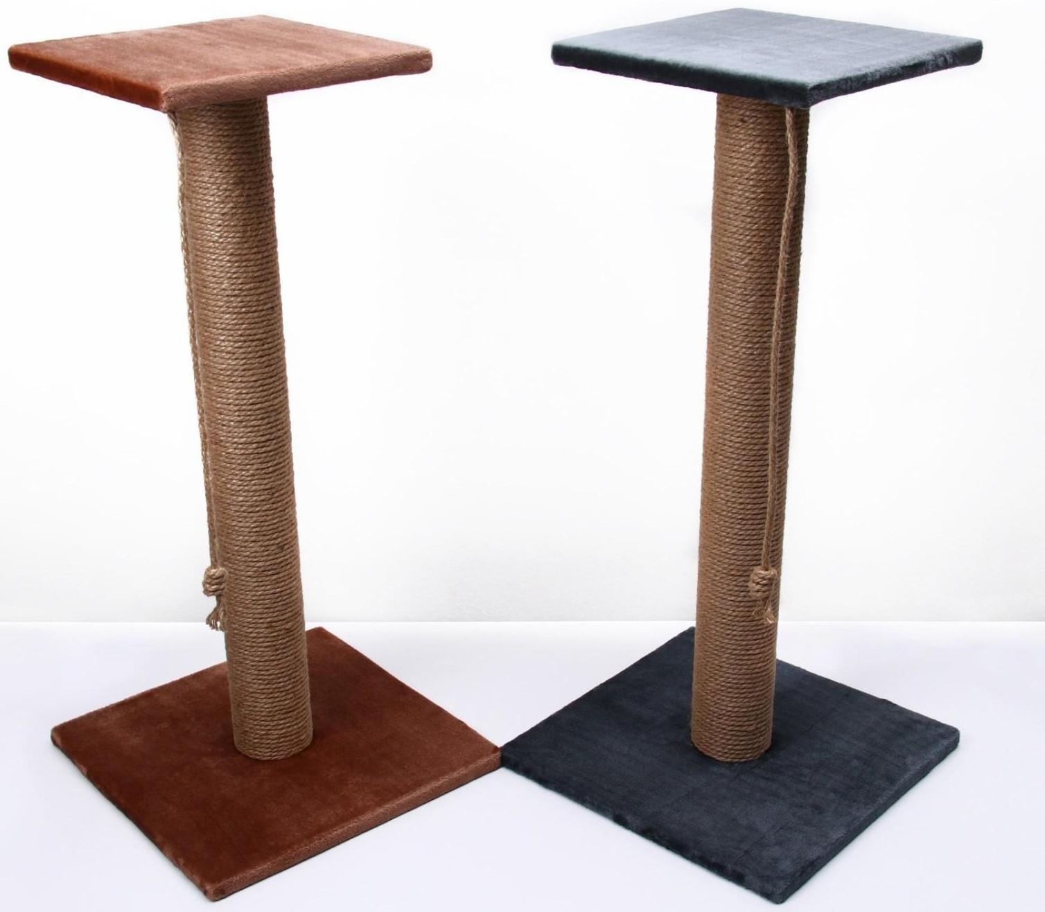 Когтеточка с высоким и толстым столбиком и площадкой, джут, 40 х 40 х 84 см, микс цветов