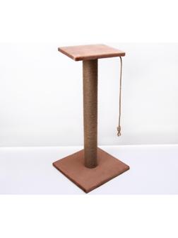 Когтеточка с высоким и толстым столбиком и площадкой, джут, 40 х 40 х 84 см, микс цветов