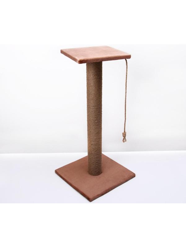 Когтеточка с высоким и толстым столбиком и площадкой, джут, 40 х 40 х 84 см, микс цветов