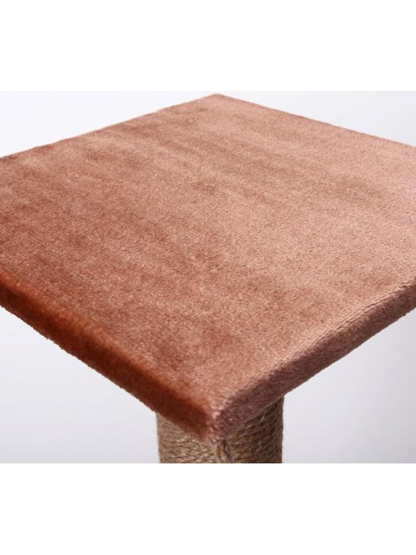 Когтеточка с высоким и толстым столбиком и площадкой, джут, 40 х 40 х 84 см, микс цветов