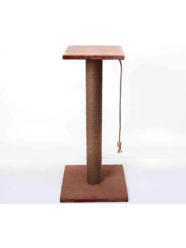 Когтеточка с высоким и толстым столбиком и площадкой, джут, 40 х 40 х 84 см, микс цветов