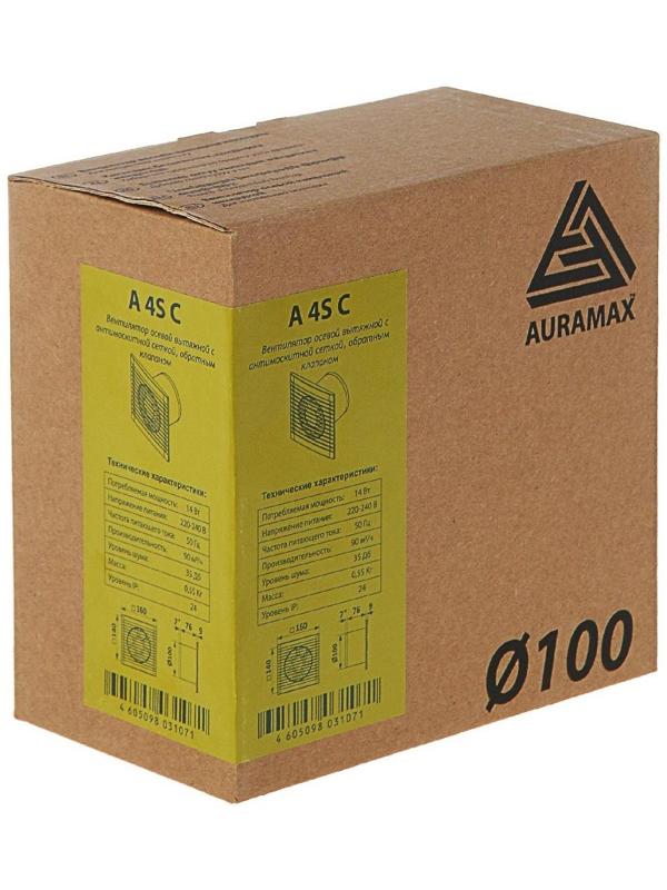 Вентилятор вытяжной AURAMAX A 4 С, 160х160 мм, d=100 мм, 220‒240 В, с обратным клапаном