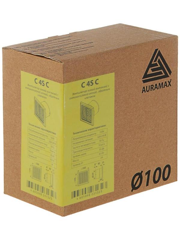 Вентилятор вытяжной AURAMAX С 4S С,150х150 мм, d=100 мм, 220‒240 В, с обратным клапаном