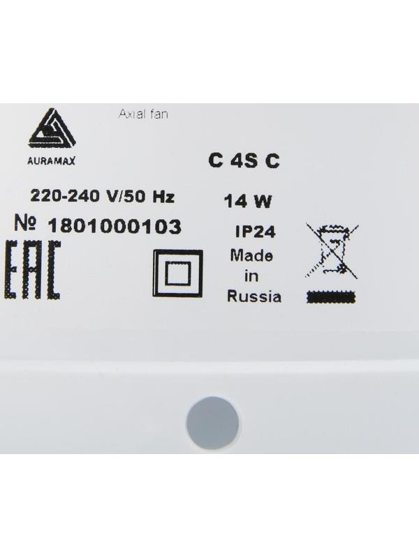 Вентилятор вытяжной AURAMAX С 4S С,150х150 мм, d=100 мм, 220‒240 В, с обратным клапаном