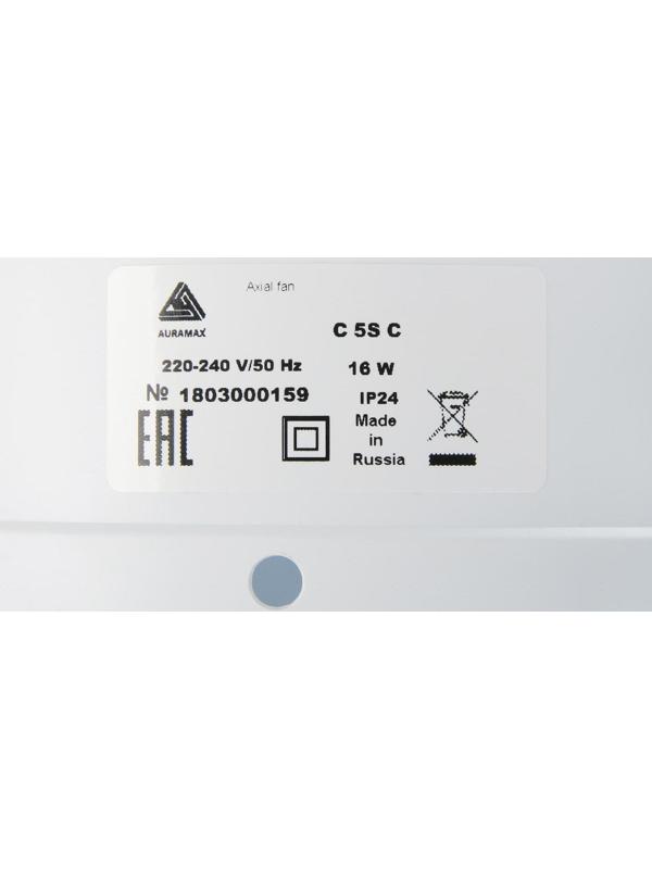Вентилятор вытяжной AURAMAX С 5S С, 183х253 мм, d=125 мм, 220‒240 В, с обратным клапаном