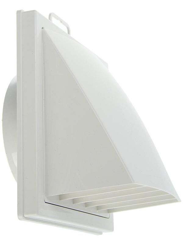 Выход стенной ERA 1515К10ФВ, 150x150 мм, с обратным клапаном, с фланцем d=100 мм, белый