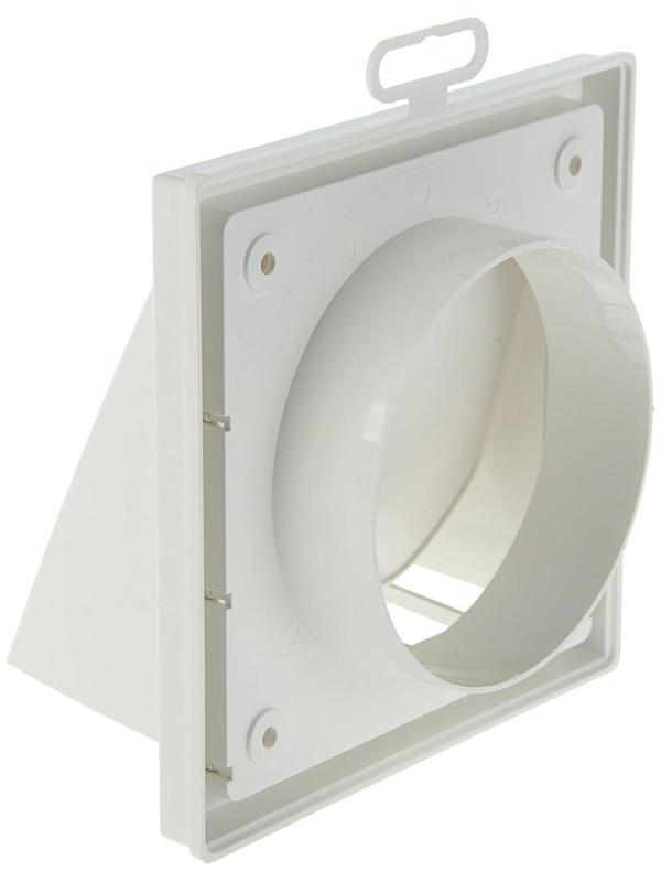 Выход стенной ERA 1515К10ФВ, 150x150 мм, с обратным клапаном, с фланцем d=100 мм, белый