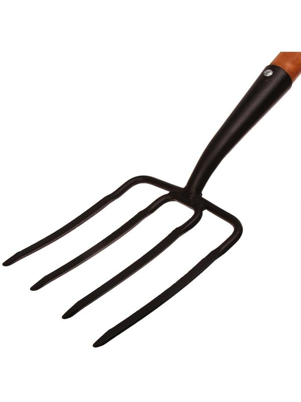 Вилы садово-огородные, 4-рогие, деревянный черенок, «Премиум»