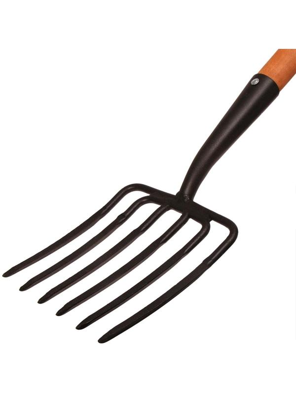 Вилы копальные, 6-рогие, деревянный черенок, «Премиум»