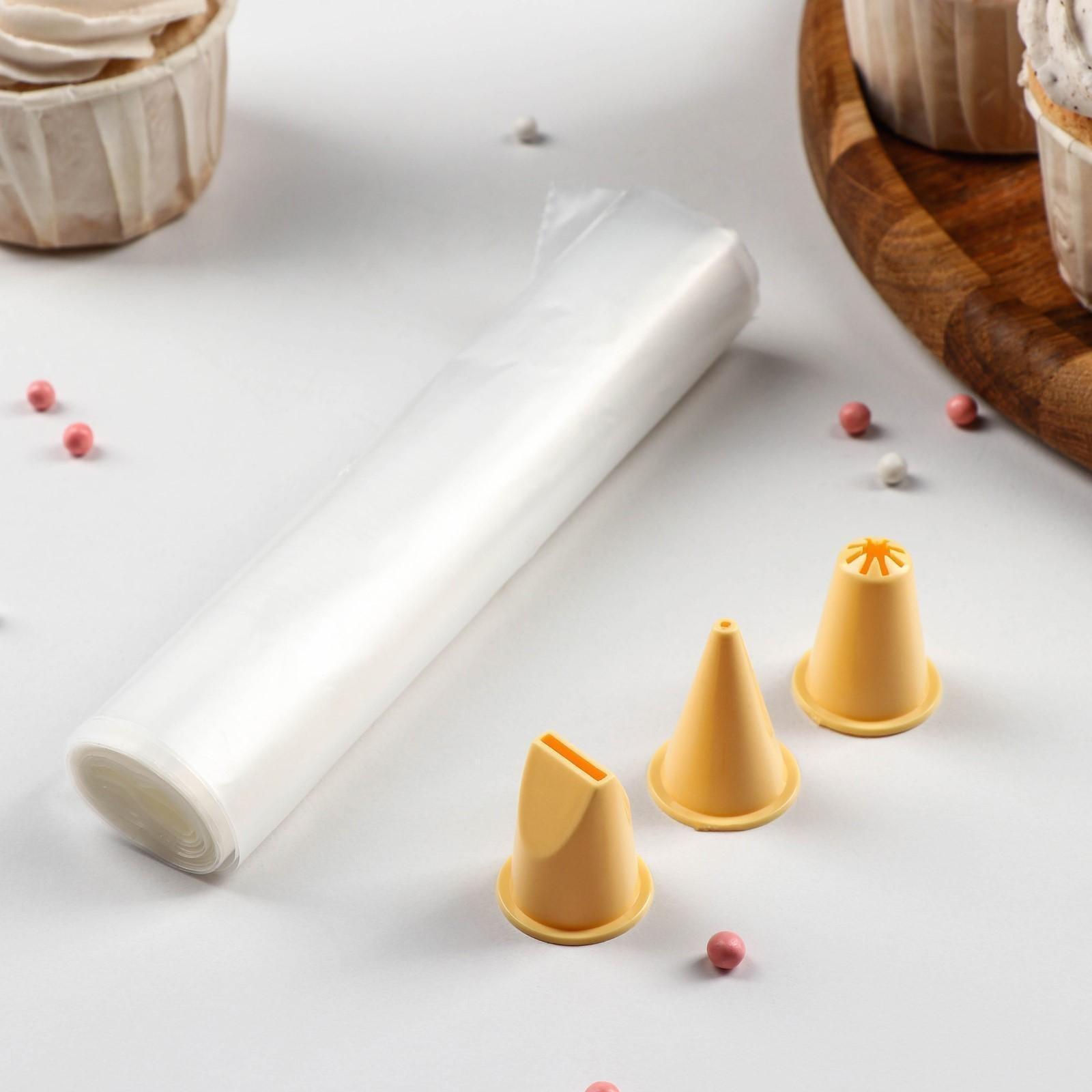 Набор кондитерский Доляна, 20 мешков, 3 насадки, насадки ассорти