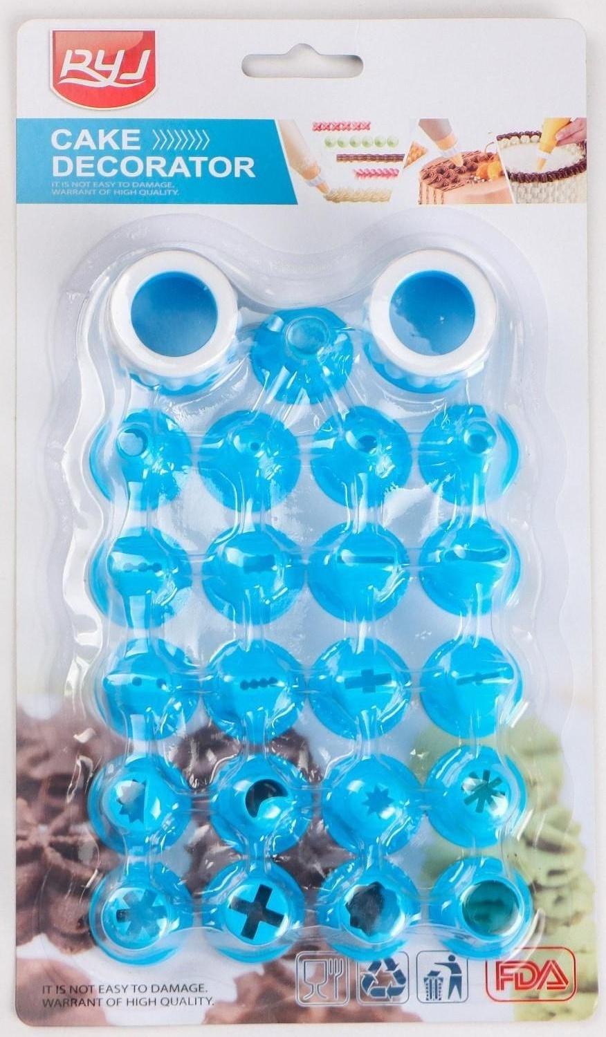 Набор насадок кондитерских, d=2,5 см, 21 шт, адаптер 3 см, цвет МИКС