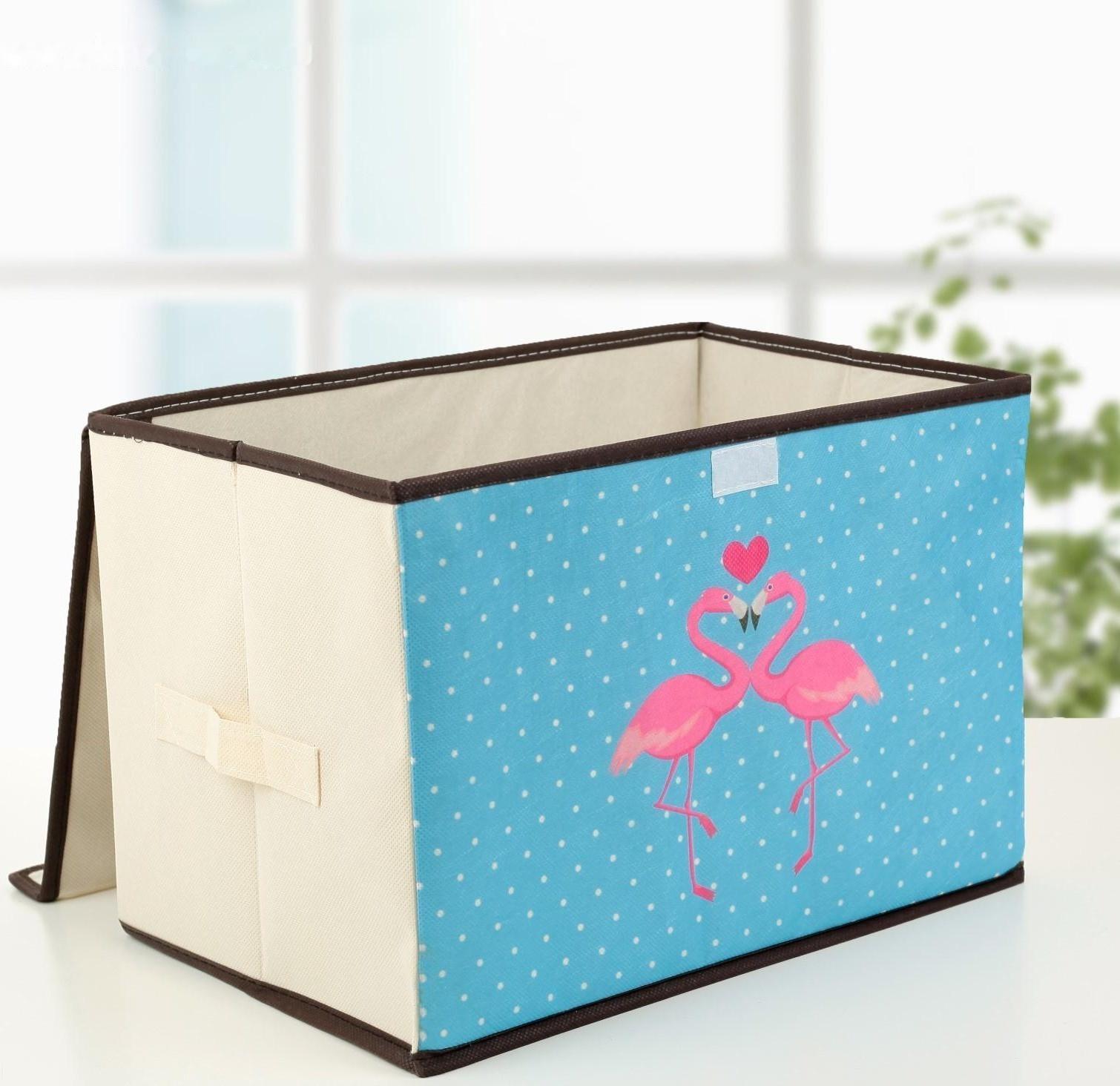 Короб стеллажный для хранения с крышкой «Фламинго», 39×25×25 см, цвет бежевый