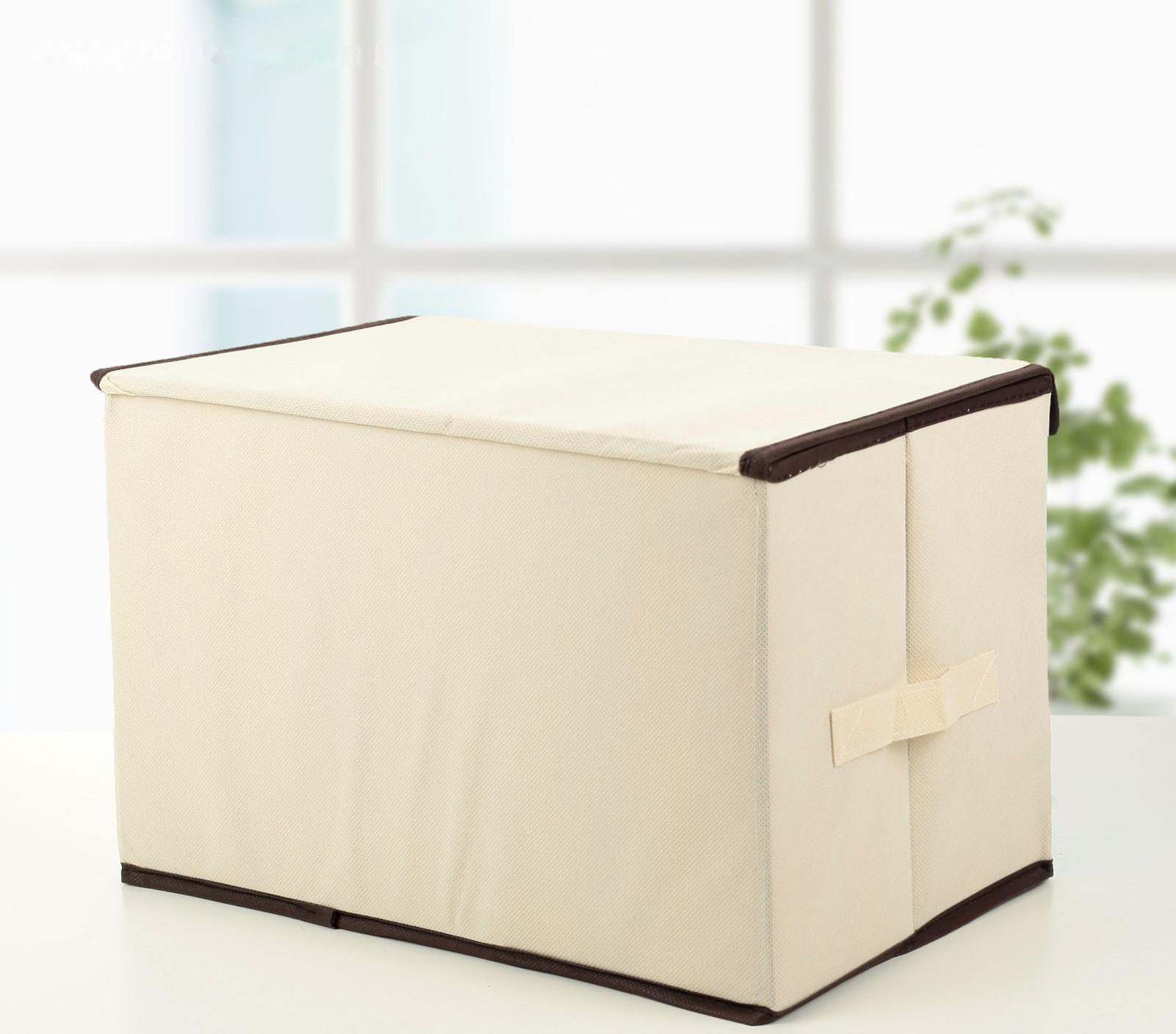 Короб стеллажный для хранения с крышкой «Фламинго», 39×25×25 см, цвет бежевый