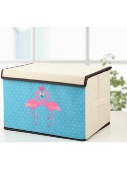 Короб стеллажный для хранения с крышкой «Фламинго», 39×25×25 см, цвет бежевый