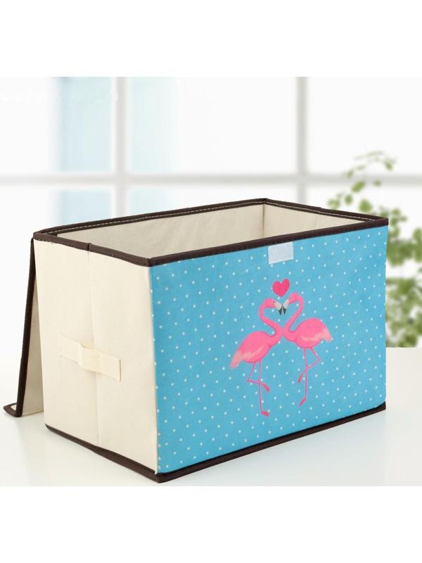 Короб стеллажный для хранения с крышкой «Фламинго», 39×25×25 см, цвет бежевый