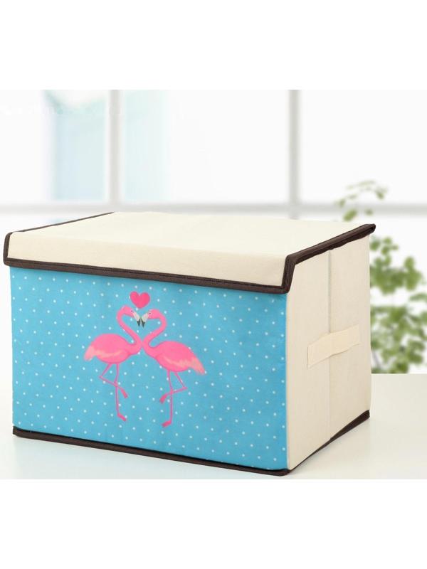 Короб стеллажный для хранения с крышкой «Фламинго», 39×25×25 см, цвет бежевый