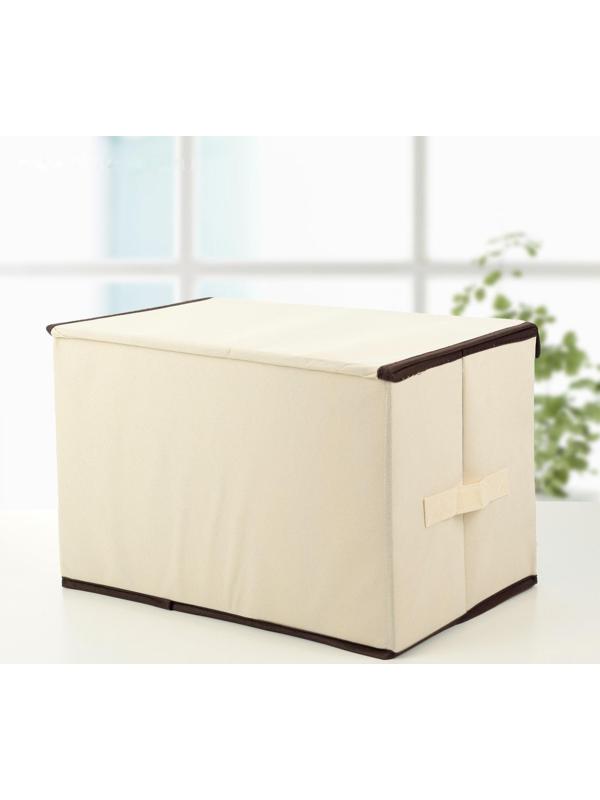 Короб стеллажный для хранения с крышкой «Фламинго», 39×25×25 см, цвет бежевый