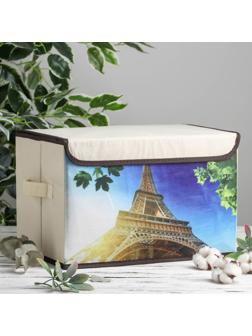 Короб стеллажный для хранения с крышкой «Эйфелева башня», 38×25×24 см