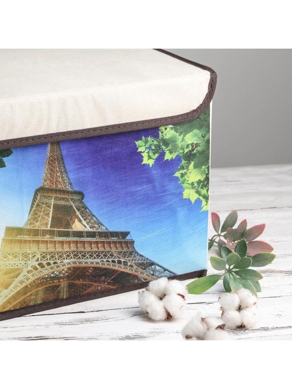 Короб стеллажный для хранения с крышкой «Эйфелева башня», 38×25×24 см