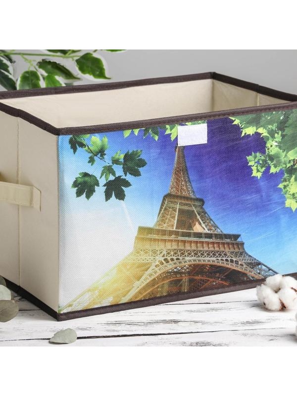 Короб стеллажный для хранения с крышкой «Эйфелева башня», 38×25×24 см