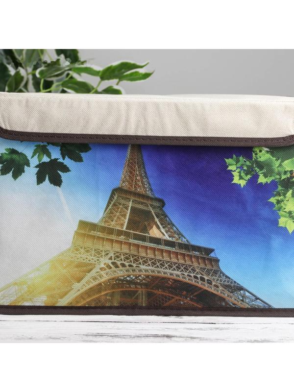 Короб стеллажный для хранения с крышкой «Эйфелева башня», 38×25×24 см