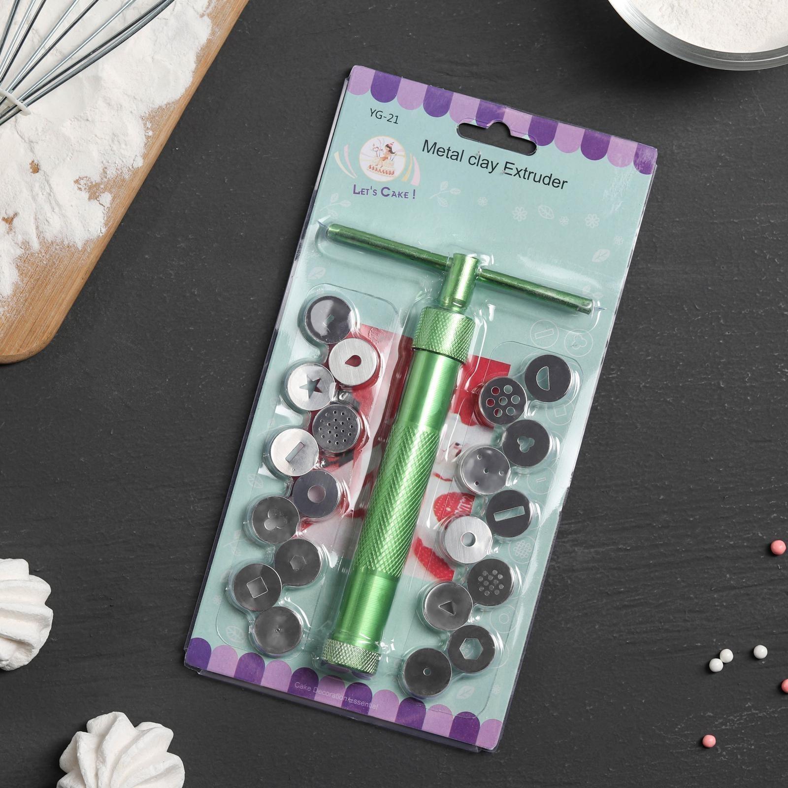 Шприц-пресс кондитерский с насадками, 1,7 см,16,5×10×2,3см, 20 шт