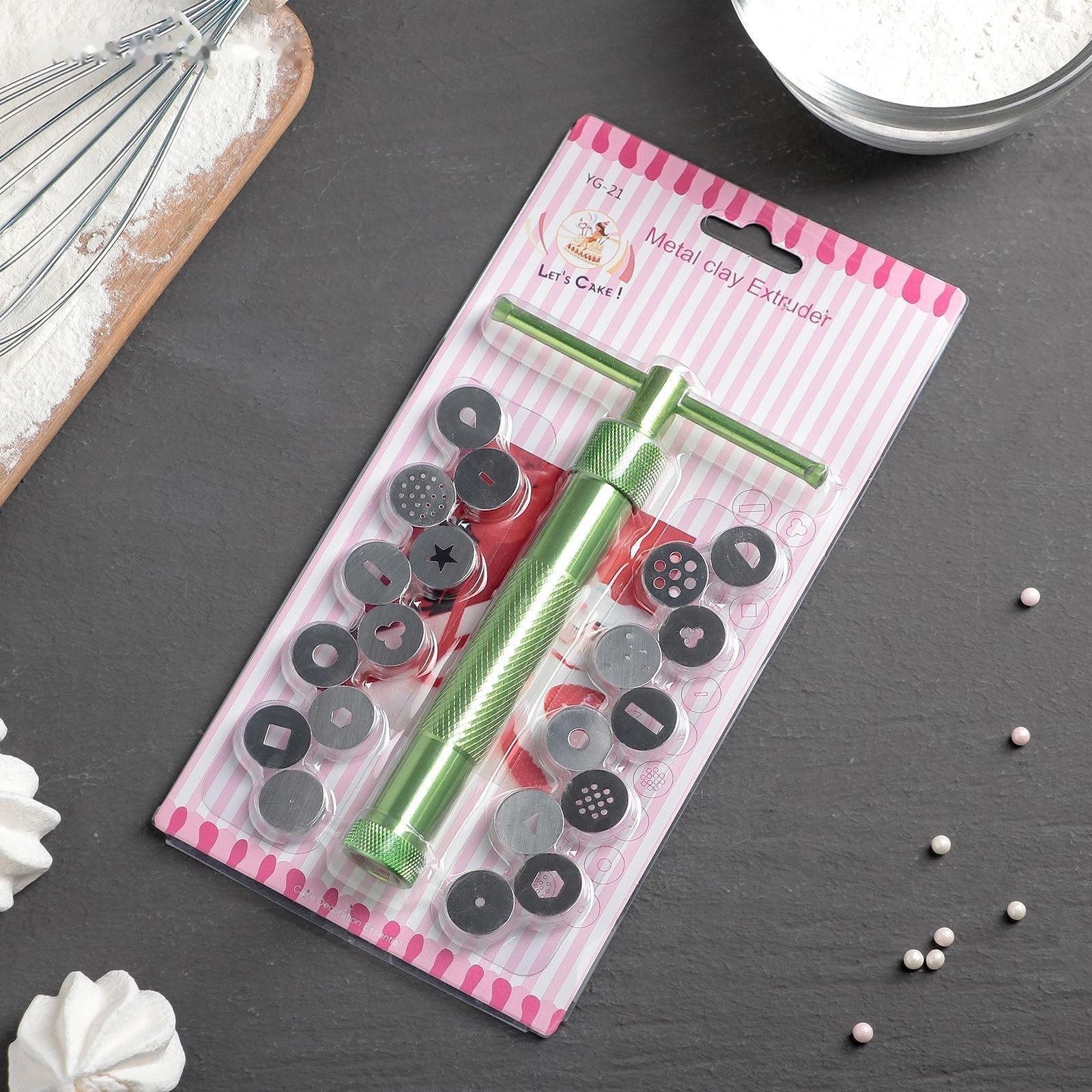 Шприц-пресс кондитерский с насадками, 1,7 см,16,5×10×2,3см, 20 шт