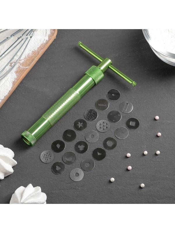 Шприц-пресс кондитерский с насадками, 1,7 см,16,5×10×2,3см, 20 шт