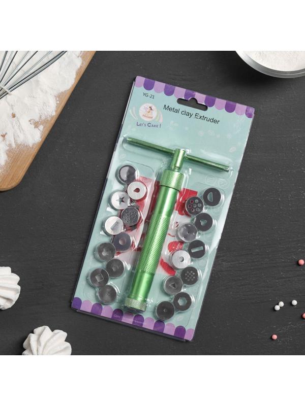 Шприц-пресс кондитерский с насадками, 1,7 см,16,5×10×2,3см, 20 шт