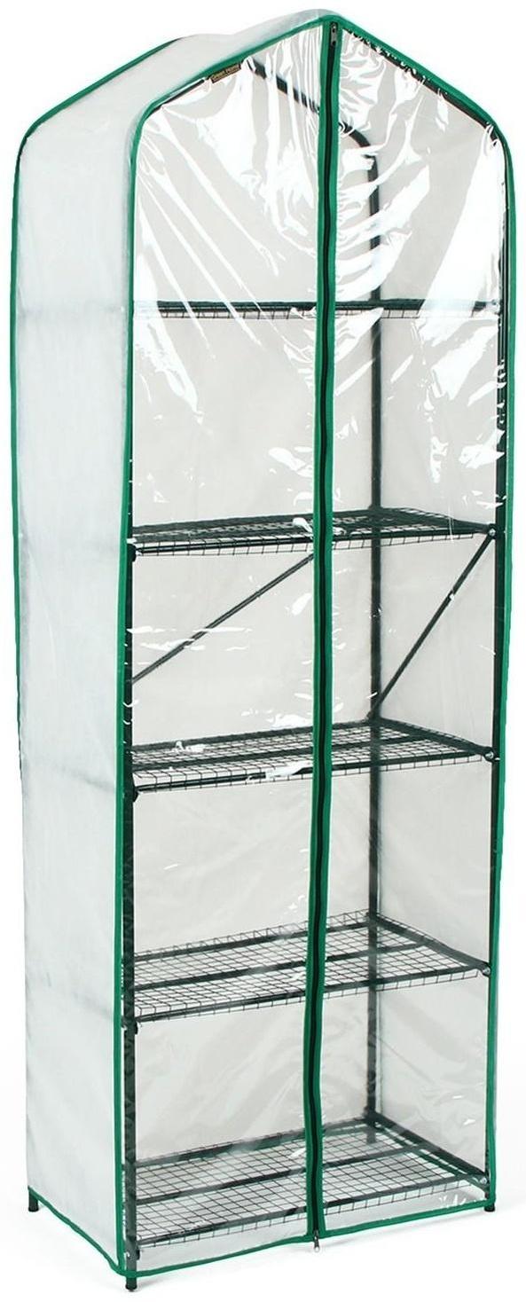 Парник-стеллаж, 5 полок, 190 × 65 × 40 см, металлический каркас d = 16 мм, чехол спанбонд 60 г/м², дверь из плёнки 100 мкм