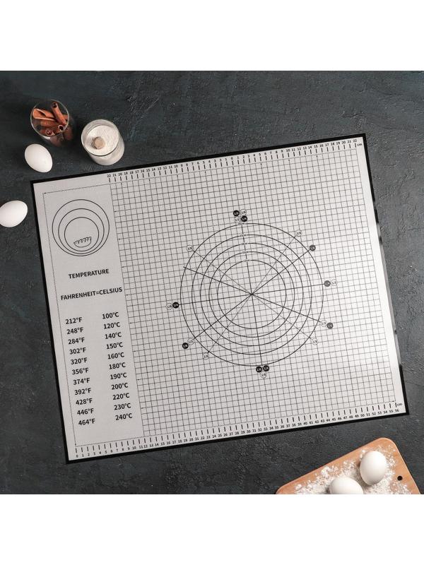 Силиконовый коврик с разлиновкой армированный, 60×50 см