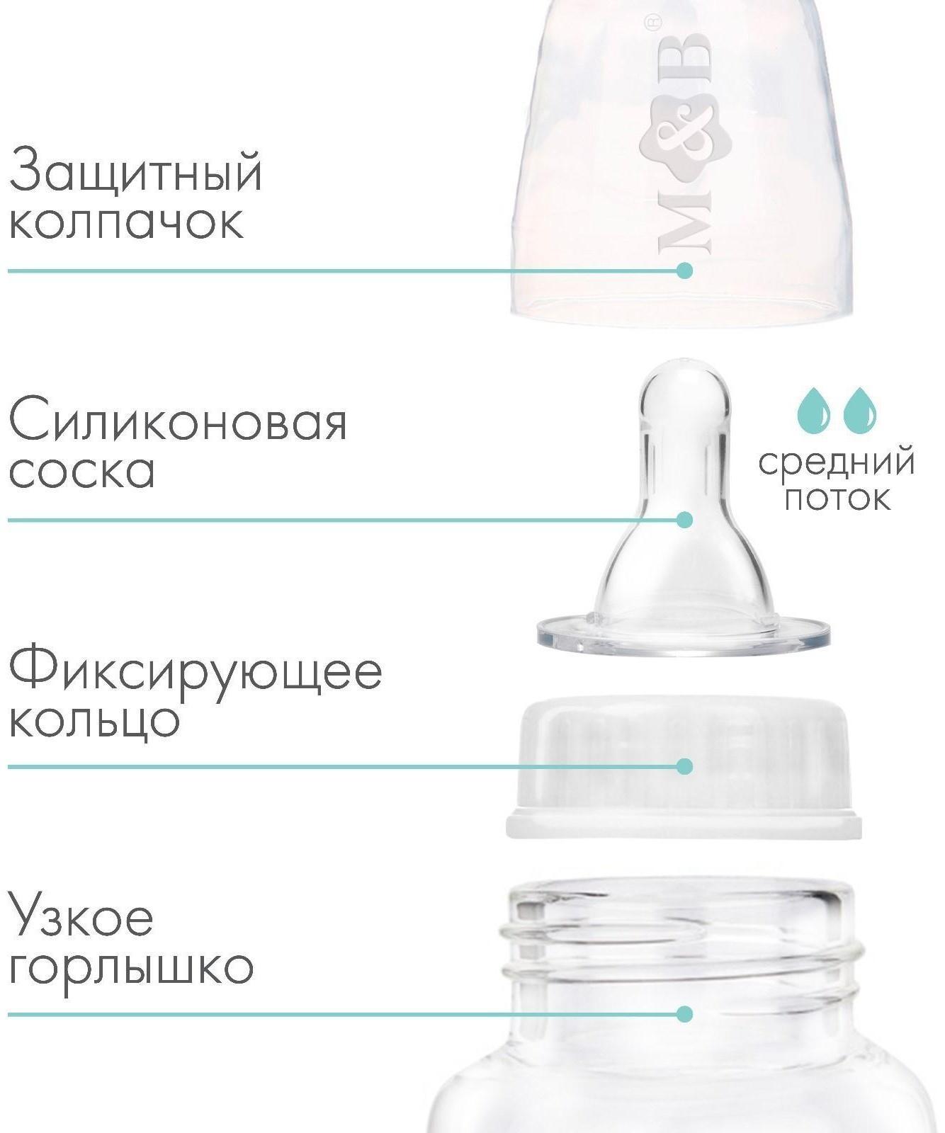 Бутылочка для кормления детская приталенная, 250 мл, от 0 мес., цвет белый