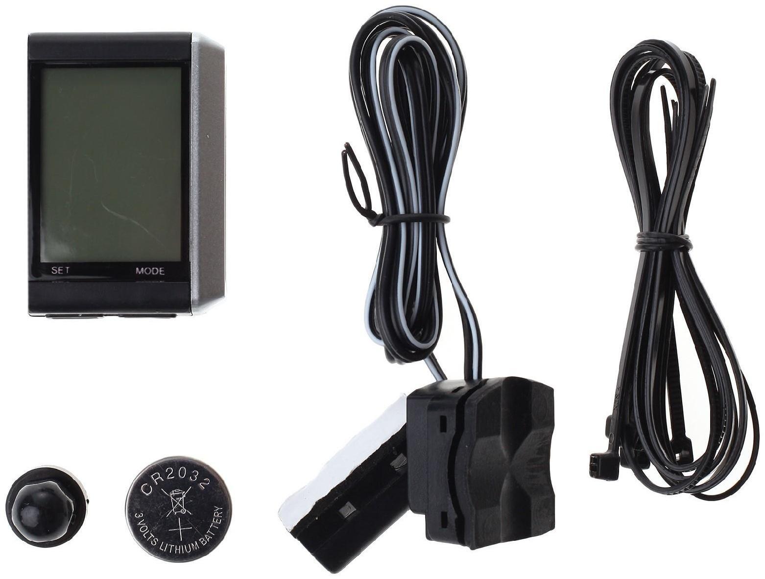 Велокомпьютер проводной, 15 функций JY-4012E-L, цвет чёрный/серый