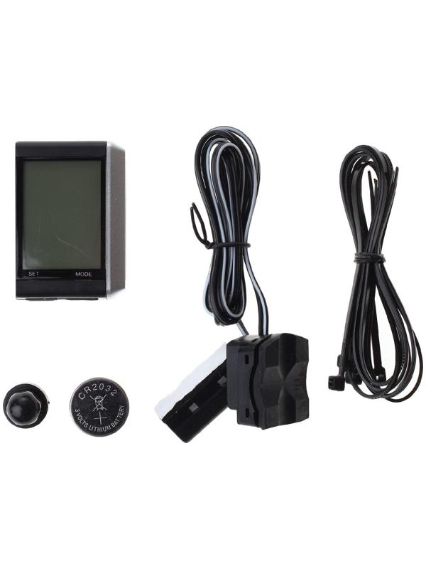 Велокомпьютер проводной, 15 функций JY-4012E-L, цвет чёрный/серый